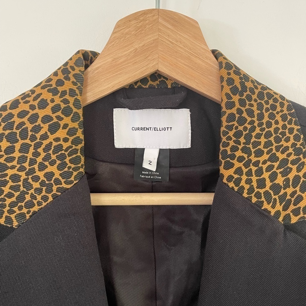 Current/Elliot Calla Blazer with Leopard Print Trim - 2 - Picture 4 of 7